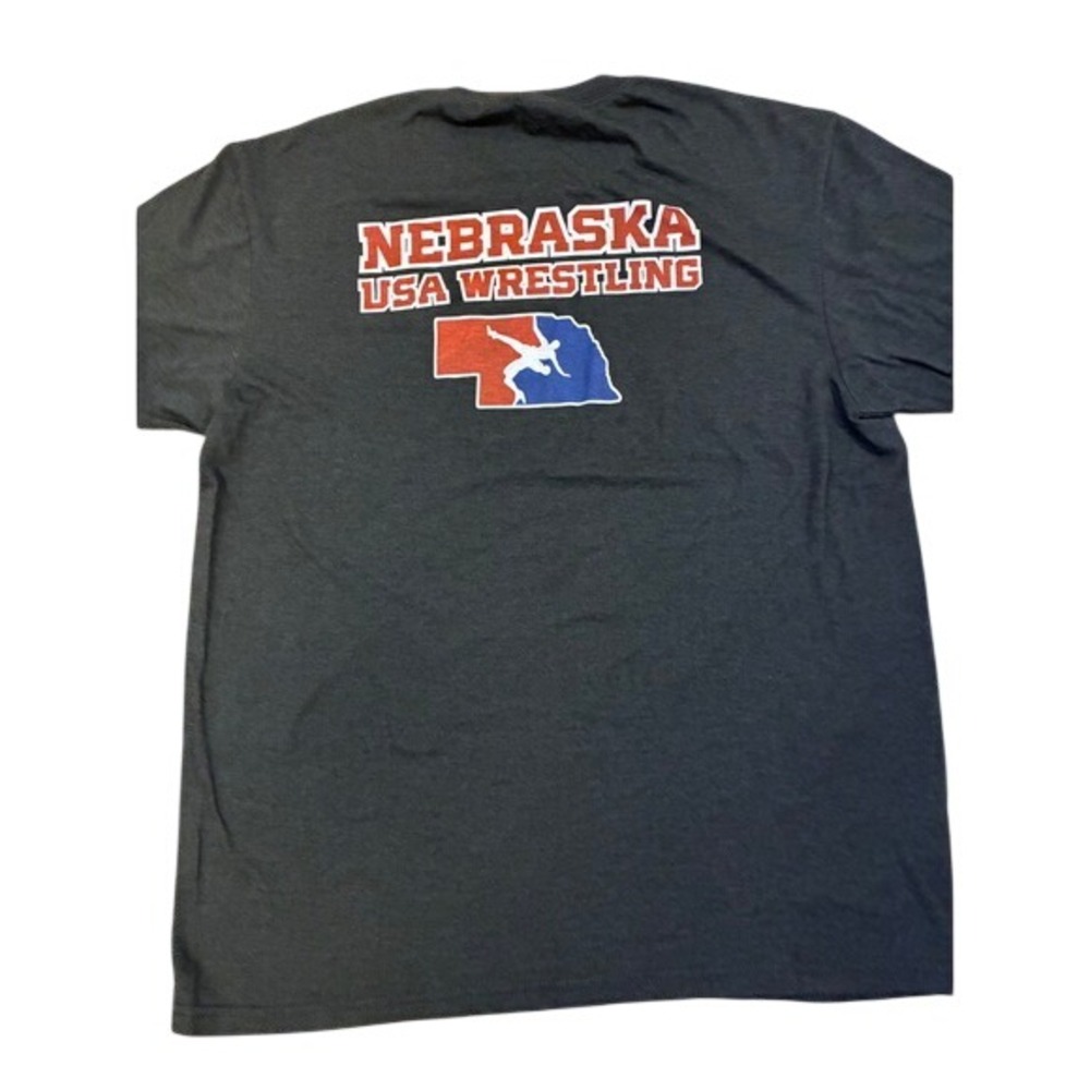 Nebraska USA Wrestling Graphic T-Shirt Mens Black Short Sleeve Tee